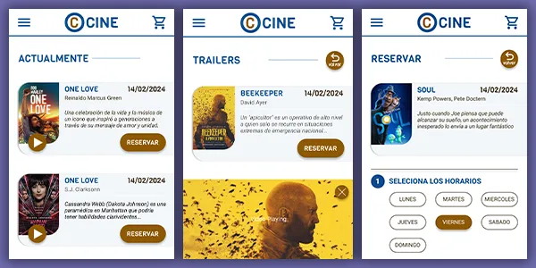 imagen del proyecto de una aplicación de avances de películas para un cine