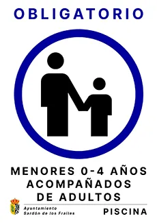 imagen cartel de la piscina obligatorio niños acompañados