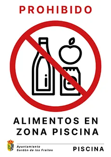 imagen de cartel de la piscina prohibido alimentos en zona piscina
