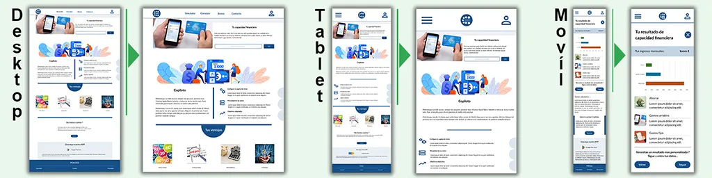 imagen de maquetas del sitio web adaptable de presupuestos