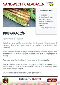 imagen de carteles de taller de cocina, receta de sandwich de calabacín, asociación las mestas en el centro cultural de Monleras